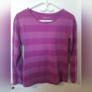 Kids Purple Striped Long Sleeve Top